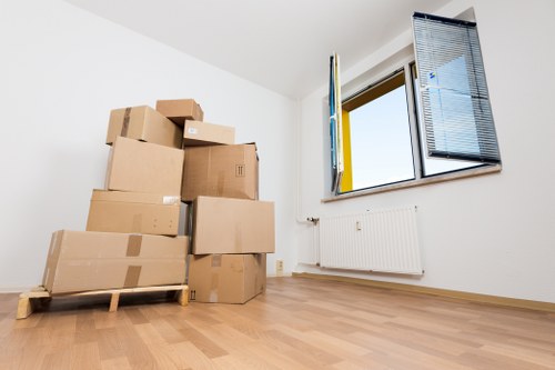 Removals van loaded for a move in Acton residential street